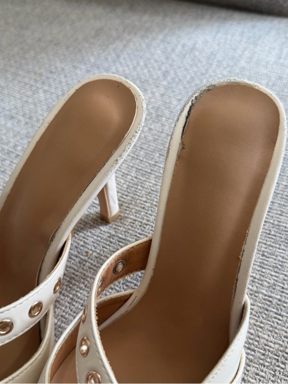 Cream Pointed-Toe Buckle Mule Heels - Picture 5 of 10